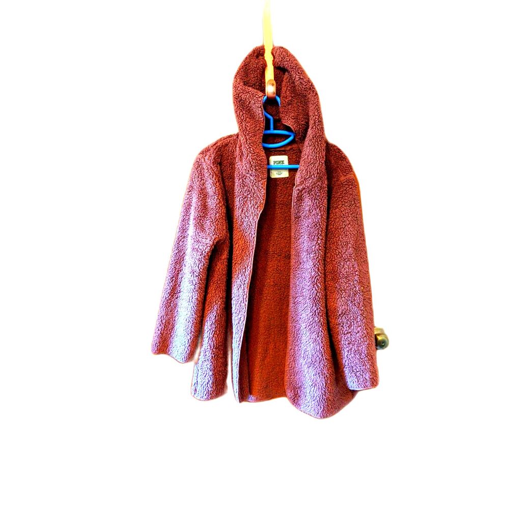 PINK Victorias Secret Mauve Sherpa Hooded Cardigan Teddy Fleece Sweatshirt  M